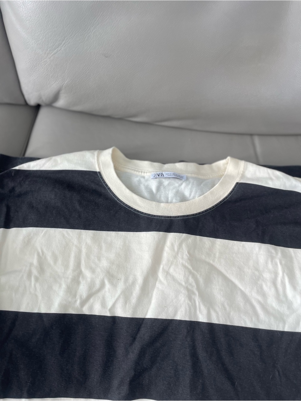 Zara Kids Black and White Striped Short Sleeve Tee